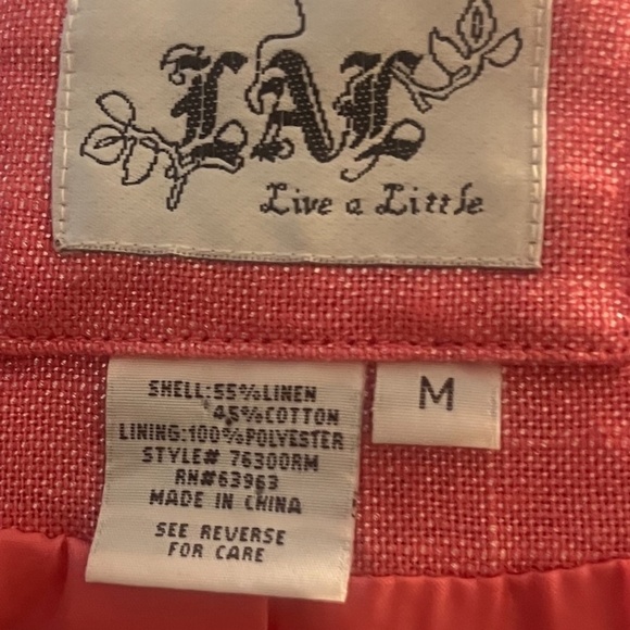 NWOT Live a little pink‎ Women's Pink 3/4-Sleeve Linen Long Blazer Jacket Medium - Picture 8 of 10